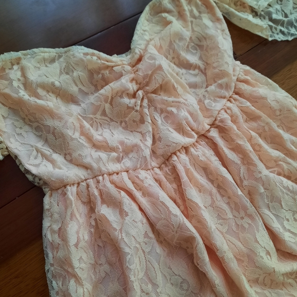 Off Shoulder Ruffle Sleeve Lace Maternity Dress-S